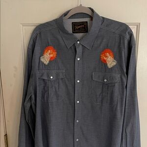 Howler Brothers Gray Shirt with Orange Embroidery